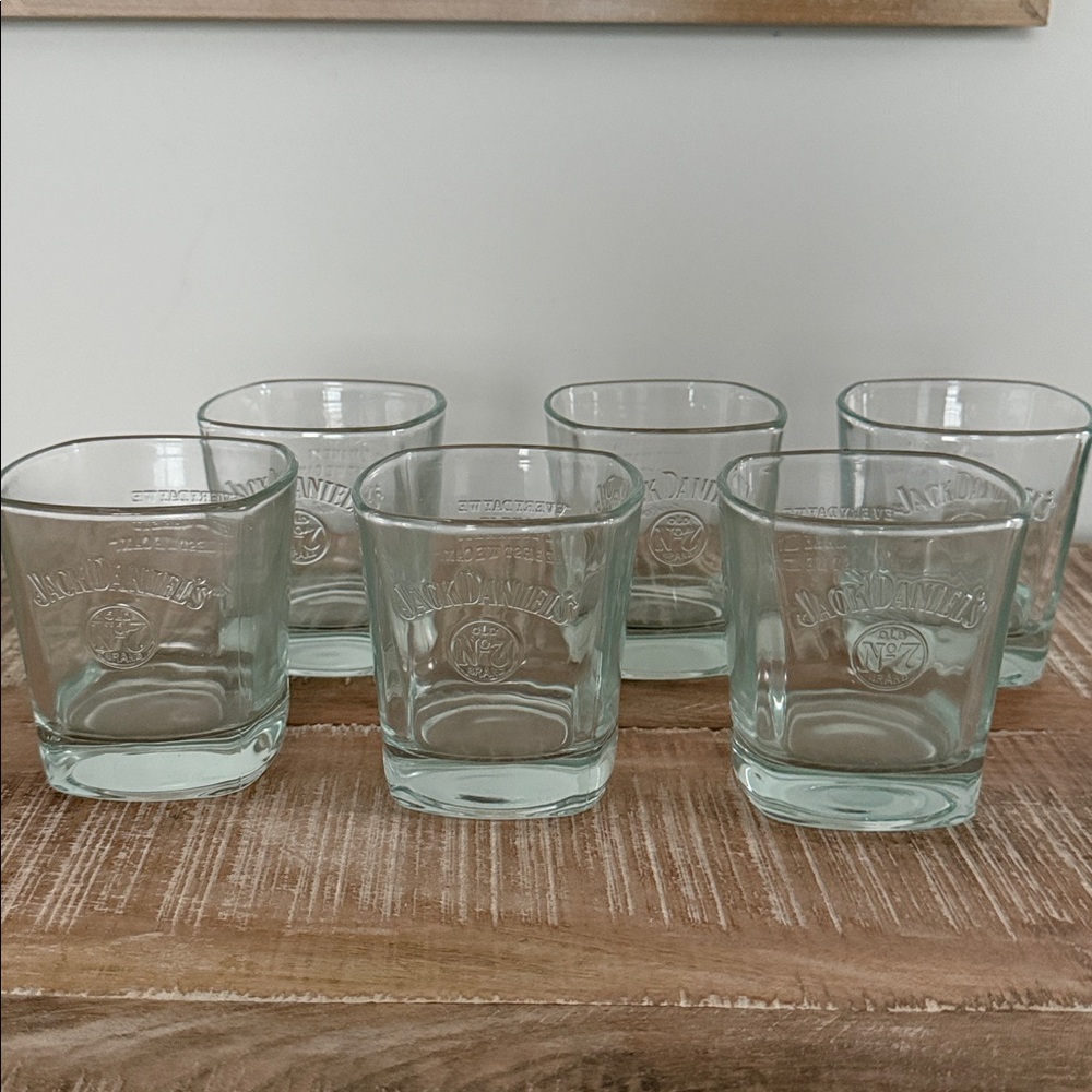 Jack Daniels Square Old No 7 Embossed Whiskey Glasses Set of 6